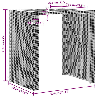 Garten-Bartisch Akazienplatte 105x80x110 cm Polyrattan