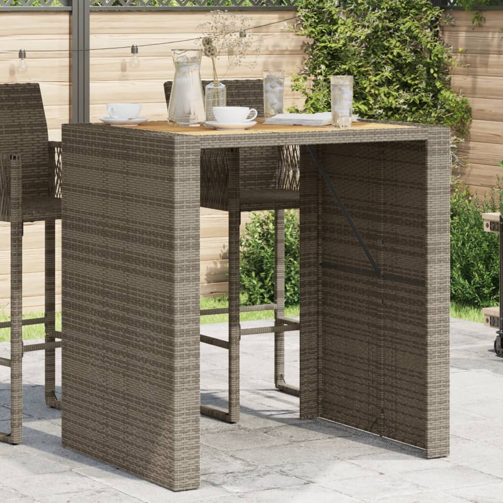 Garten-Bartisch Akazienplatte 105x80x110 cm Polyrattan