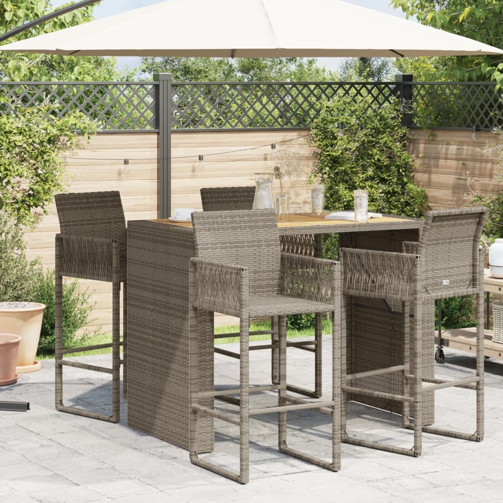 Tavolo Bar da Giardino Piano in Acacia 145x80x110 cm Polyrattan - homemem39