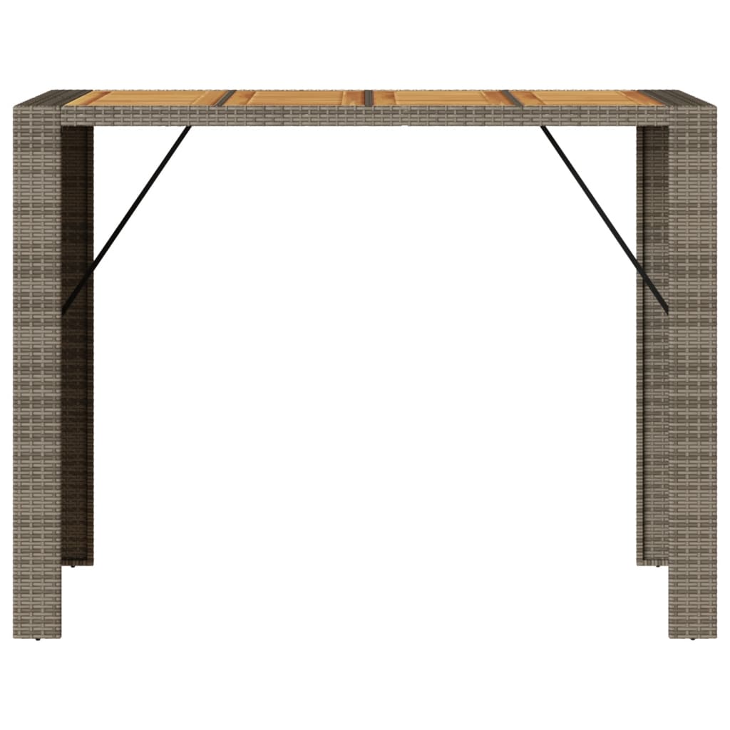 Tavolo Bar da Giardino Piano in Acacia 145x80x110 cm Polyrattan - homemem39