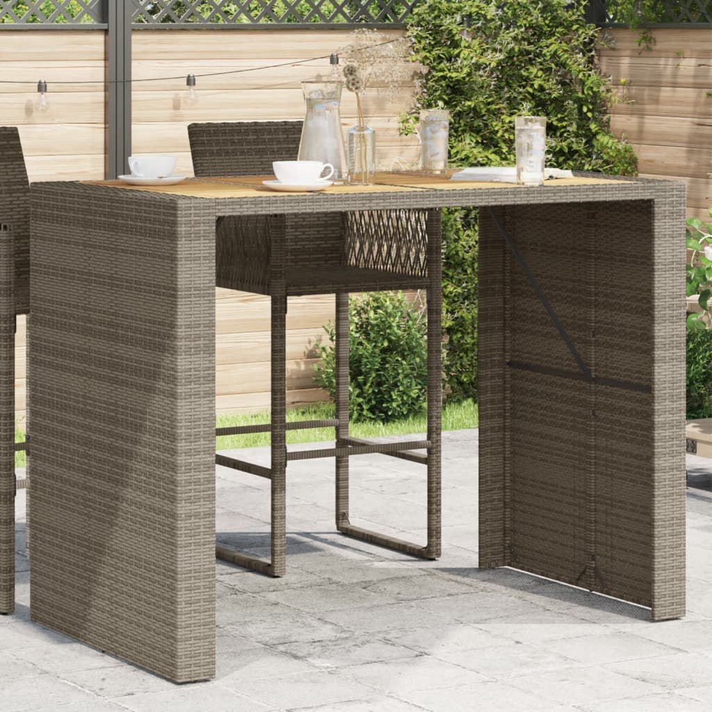 Tavolo Bar da Giardino Piano in Acacia 145x80x110 cm Polyrattan - homemem39