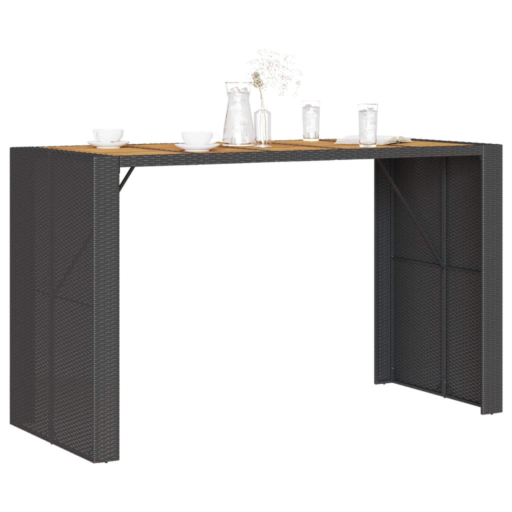 Tavolo Bar da Giardino Piano in Acacia 185x80x110 cm Polyrattan - homemem39