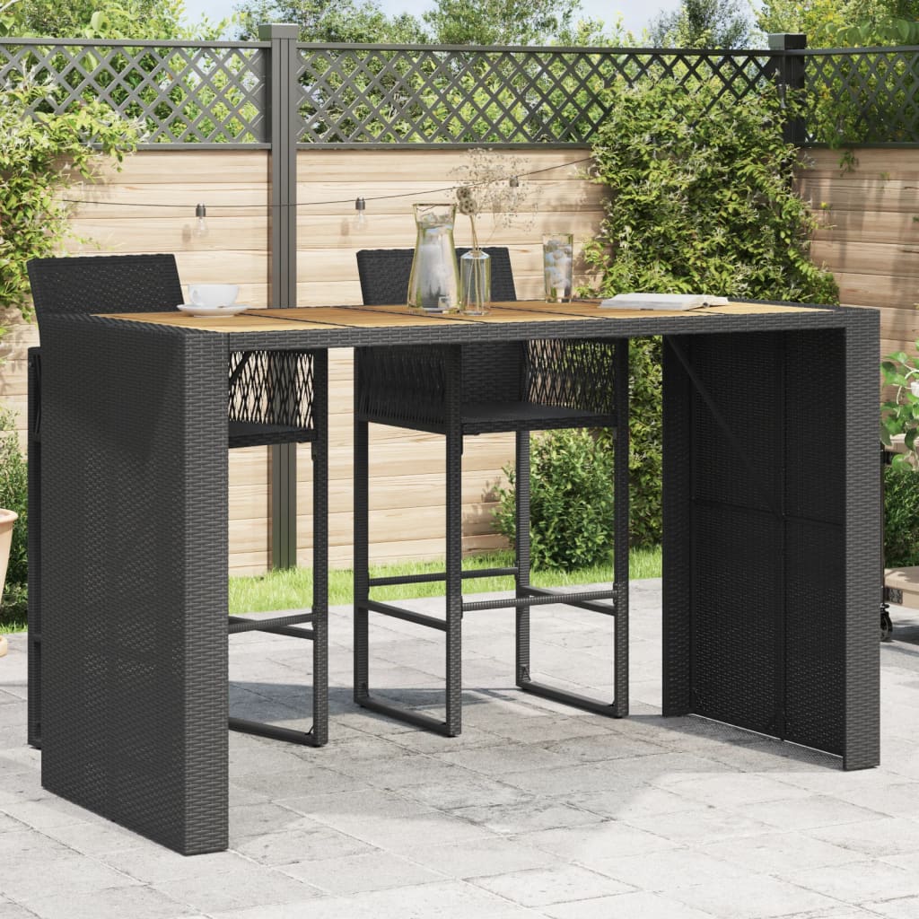 Tavolo Bar da Giardino Piano in Acacia 185x80x110 cm Polyrattan - homemem39