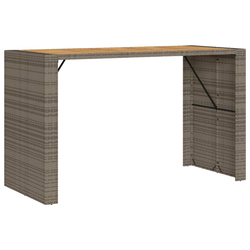 Tavolo Bar da Giardino Piano in Acacia 185x80x110 cm Polyrattan - homemem39