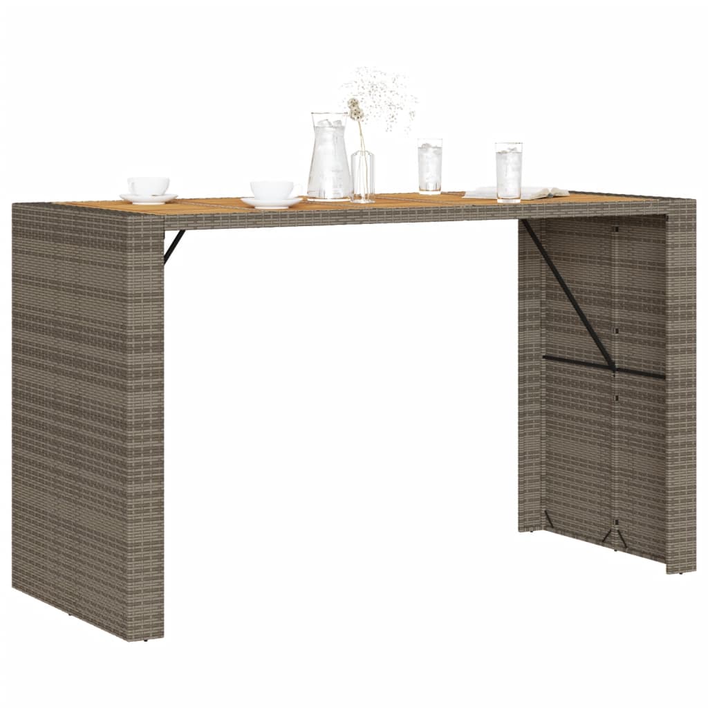 Tavolo Bar da Giardino Piano in Acacia 185x80x110 cm Polyrattan - homemem39