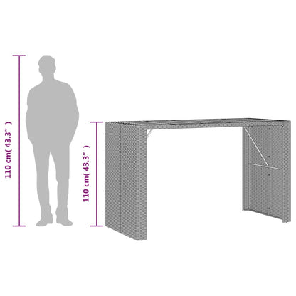 Tavolo Bar da Giardino Piano in Acacia 185x80x110 cm Polyrattan - homemem39