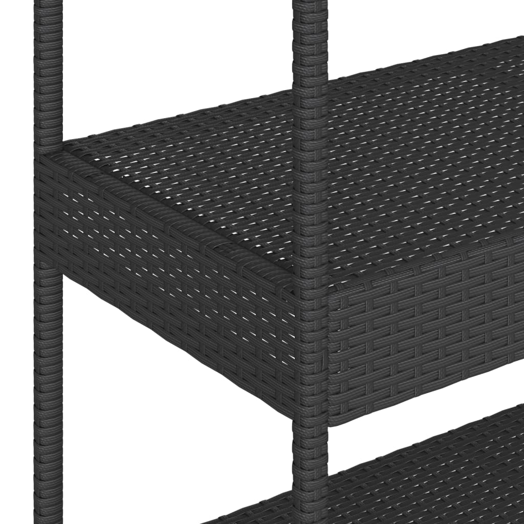 Carrello da Bar 3 Livelli Nero in Polyrattan e Legno Acacia - homemem39