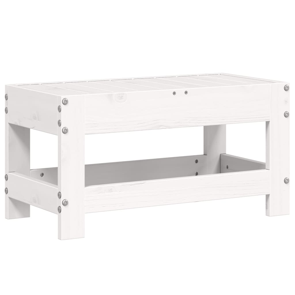 Poggiapiedi da Giardino Bianco 62x30x32 cm Legno Massello Pino - homemem39