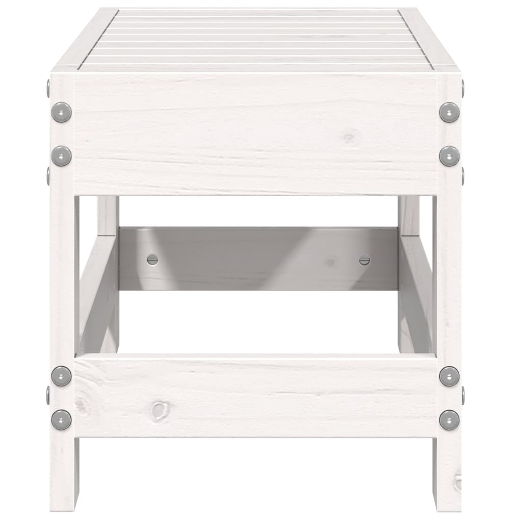 Poggiapiedi da Giardino Bianco 62x30x32 cm Legno Massello Pino - homemem39