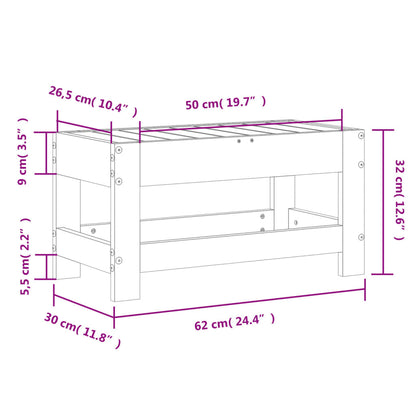 Poggiapiedi da Giardino Bianco 62x30x32 cm Legno Massello Pino - homemem39