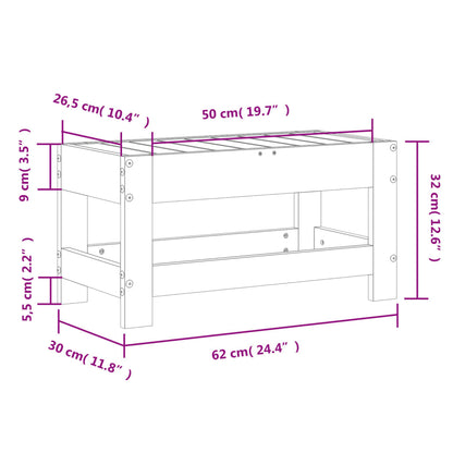 Poggiapiedi da Giardino 62x30x32cm in Legno Massello di Douglas