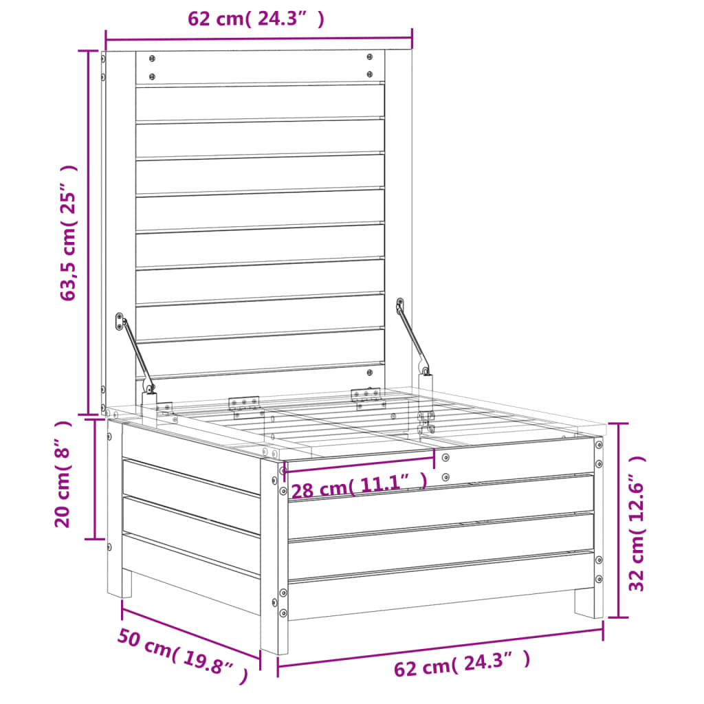 Garten-Fußhocker 62 x 63,5 x 32 cm, massives Douglas-Holz