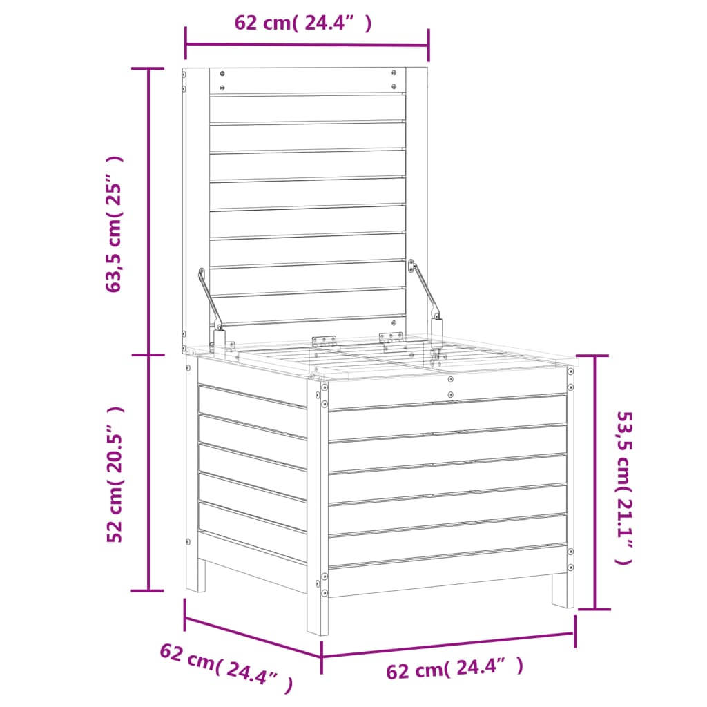 Poggiapiedi da Giardino 62x63,5x53,5 cm Legno Massello di Pino - homemem39