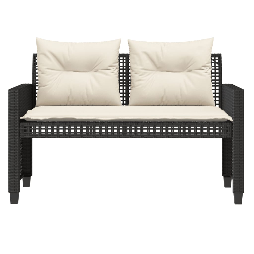 Set Divani da Giardino 4 pz con Cuscini Nero Polyrattan Vetro - homemem39