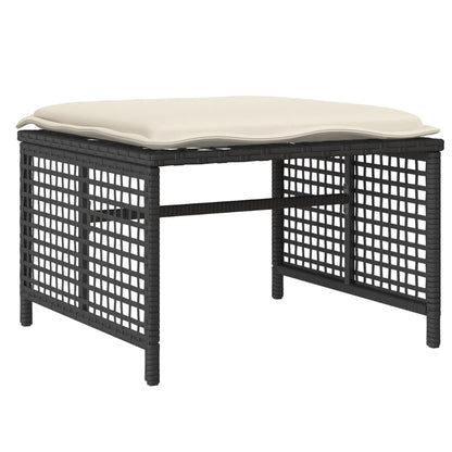 Set Divani da Giardino 4 pz con Cuscini Nero Polyrattan Vetro - homemem39