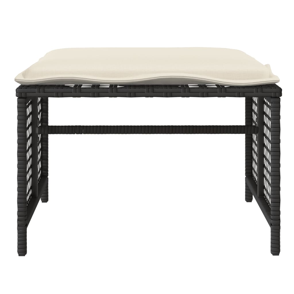 Set Divani da Giardino 4 pz con Cuscini Nero Polyrattan Vetro - homemem39