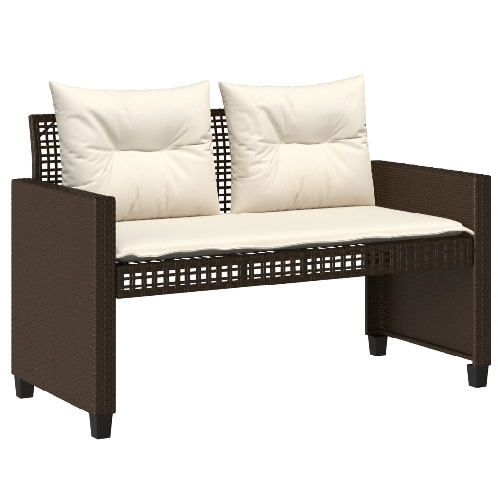 Set Divano da Giardino 4 pz Cuscini Marrone Polyrattan e Vetro - homemem39