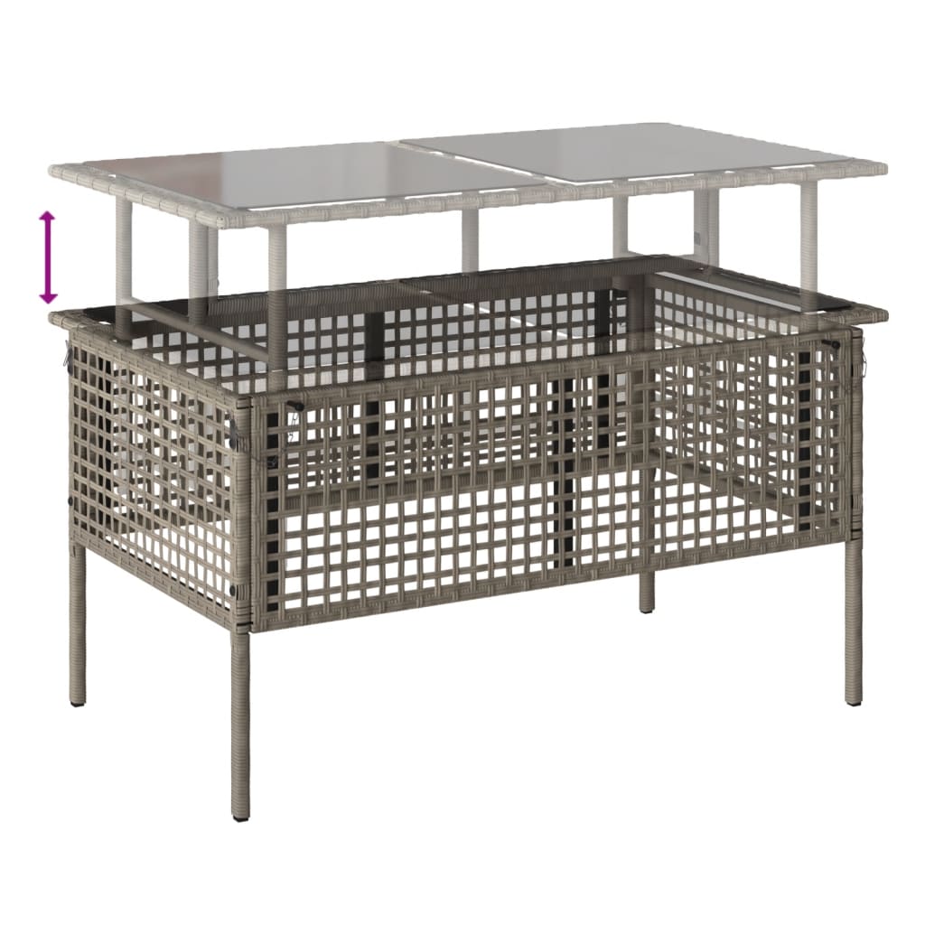 Divano da Giardino 4pz Cuscini Grigio Chiaro Polyrattan e Vetro - homemem39