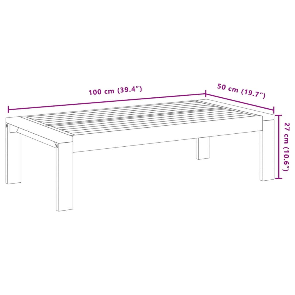 Tavolo da Giardino 100x50x27 cm in Legno Massello di Acacia - homemem39