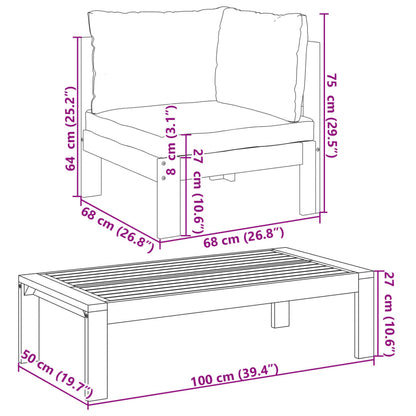 Set Divani da Giardino 2pz con Cuscini Legno Massello di Acacia - homemem39