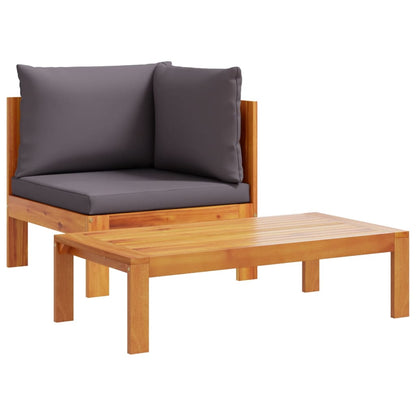 Set Divani da Giardino 2pz con Cuscini Legno Massello di Acacia - homemem39