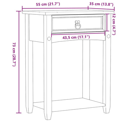 Tavolino Consolle Corona 55x35x73 cm in Legno Massello di Pino - homemem39