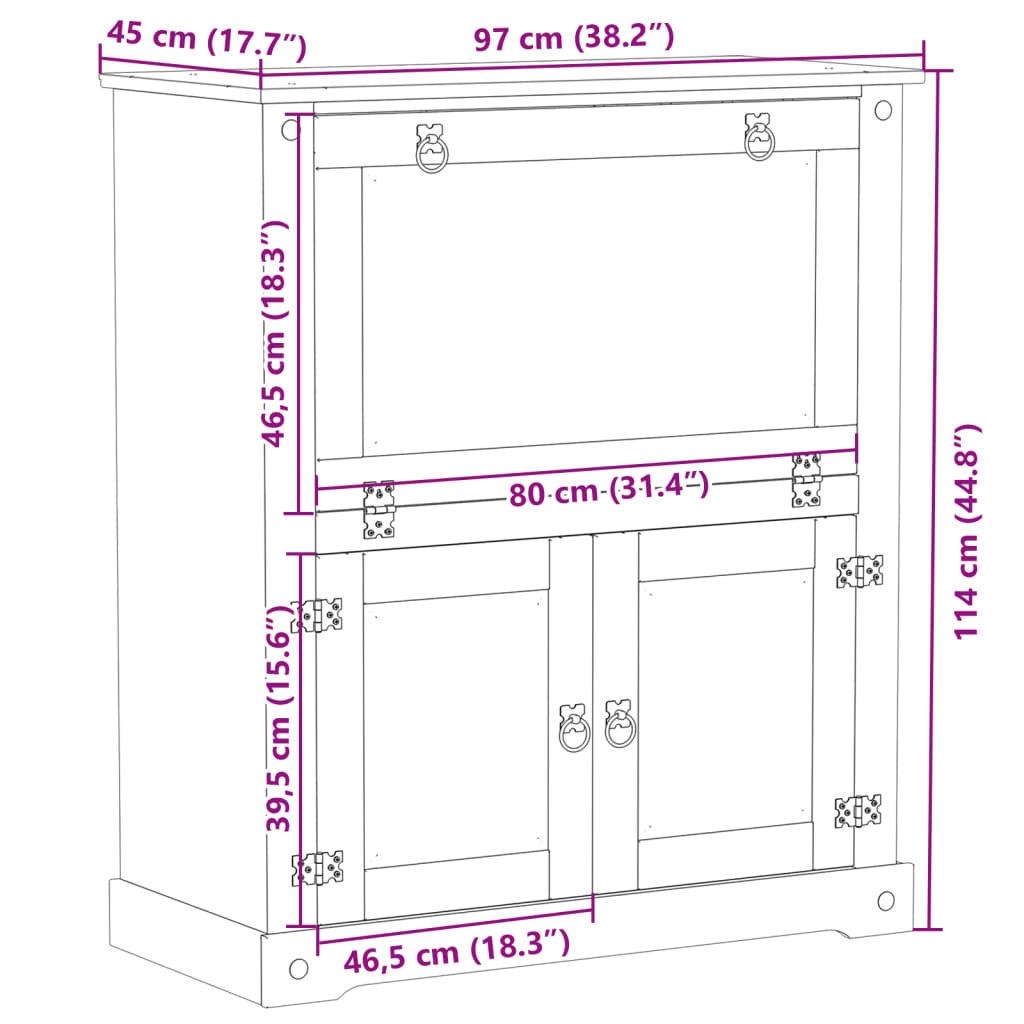 Cantinetta per Vini Corona 97x45x114 cm Legno Massello di Pino - homemem39