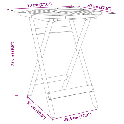 Tavolo da Giardino Pieghevole Ø70x75cm Legno Massello di Acacia - homemem39