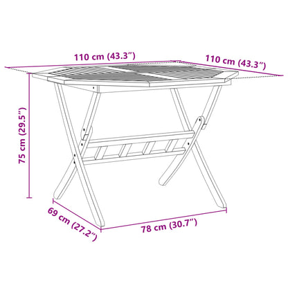 Tavolo da Giardino Pieghevole Ø110x75cm Legno Massello d'Acacia - homemem39