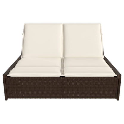 Lettino Prendisole con Cuscini Marrone in Polyrattan - homemem39