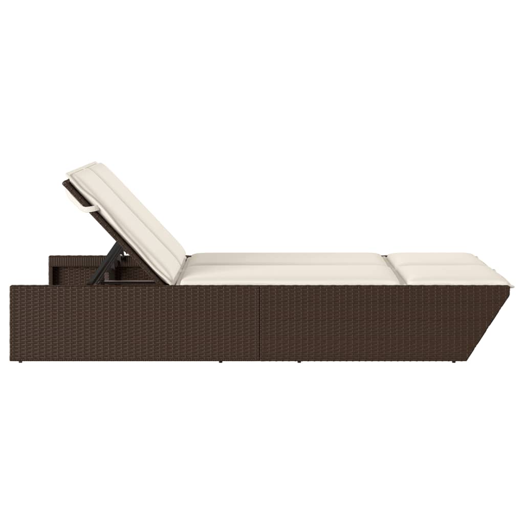 Lettino Prendisole con Cuscini Marrone in Polyrattan - homemem39