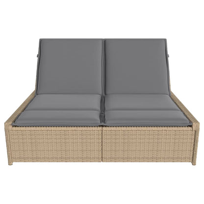 Lettino Prendisole con Cuscini Beige in Polyrattan - homemem39