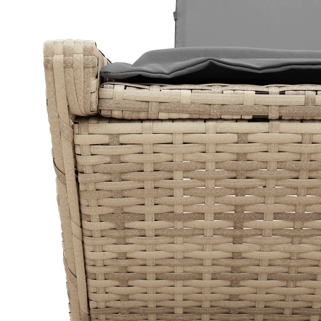 Lettino Prendisole con Cuscini Beige in Polyrattan - homemem39