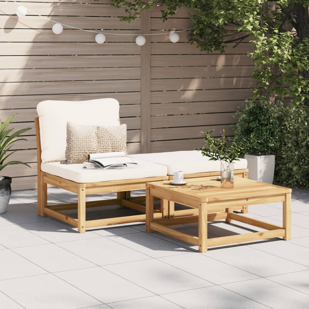 Set Mobili da Giardino 3pz con Cuscini Legno Massello di Acacia - homemem39