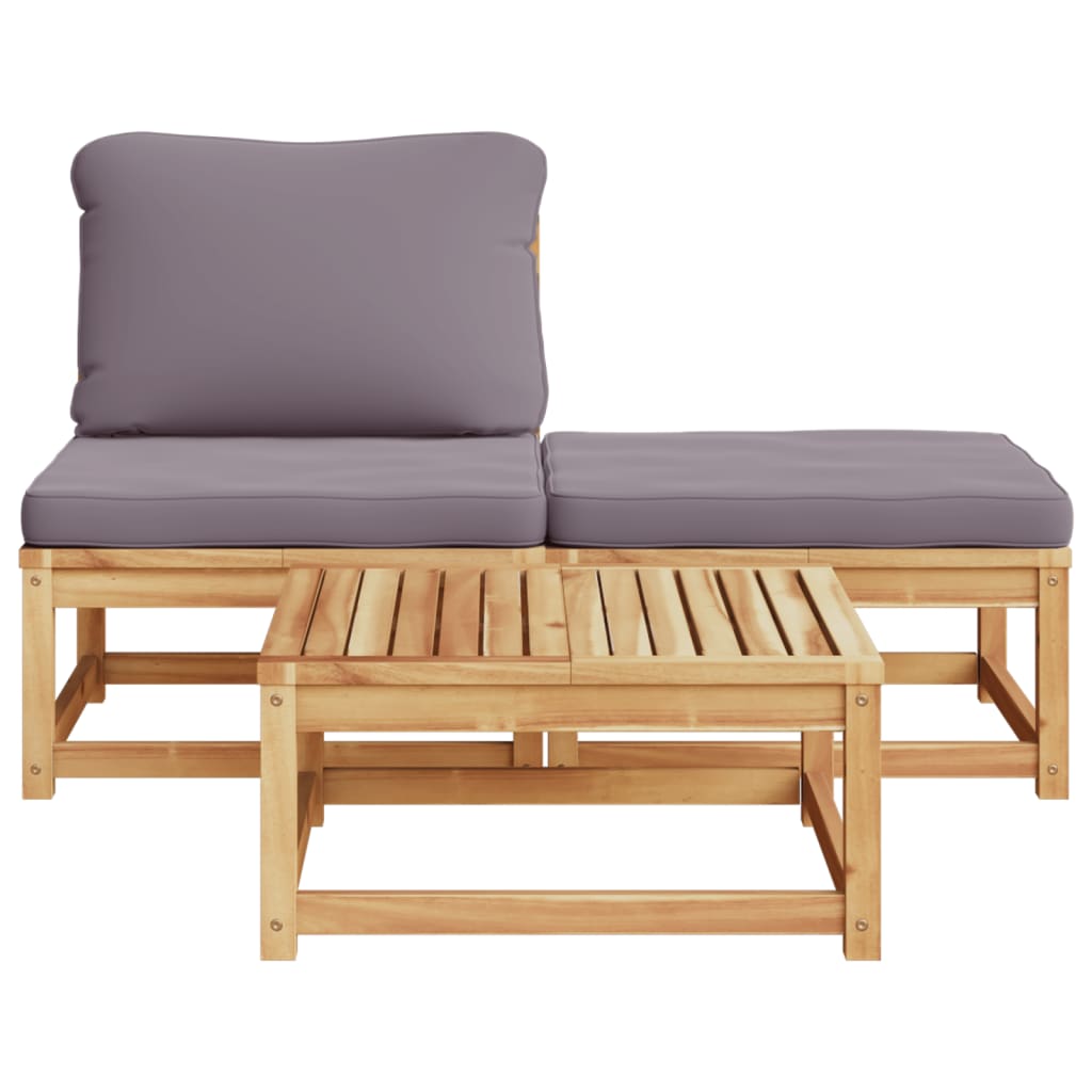 Set Mobili da Giardino 3pz con Cuscini Legno Massello di Acacia - homemem39