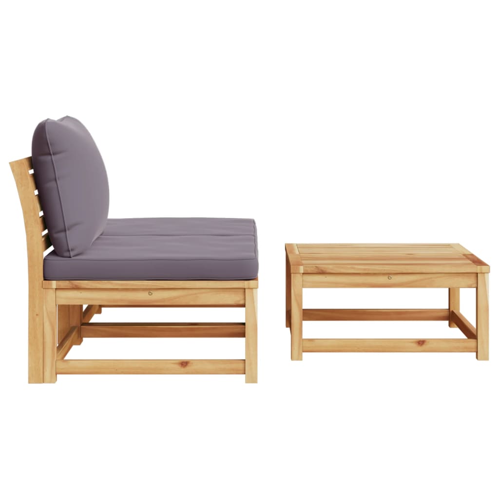 Set Mobili da Giardino 3pz con Cuscini Legno Massello di Acacia - homemem39