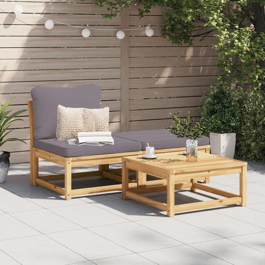 Set Mobili da Giardino 3pz con Cuscini Legno Massello di Acacia - homemem39