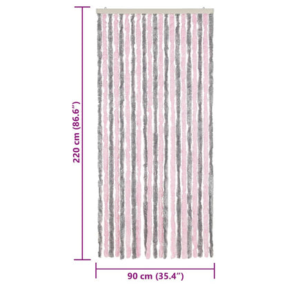 Tenda Antimosche Grigio Argento e Rosa 90x220 cm in Ciniglia - homemem39