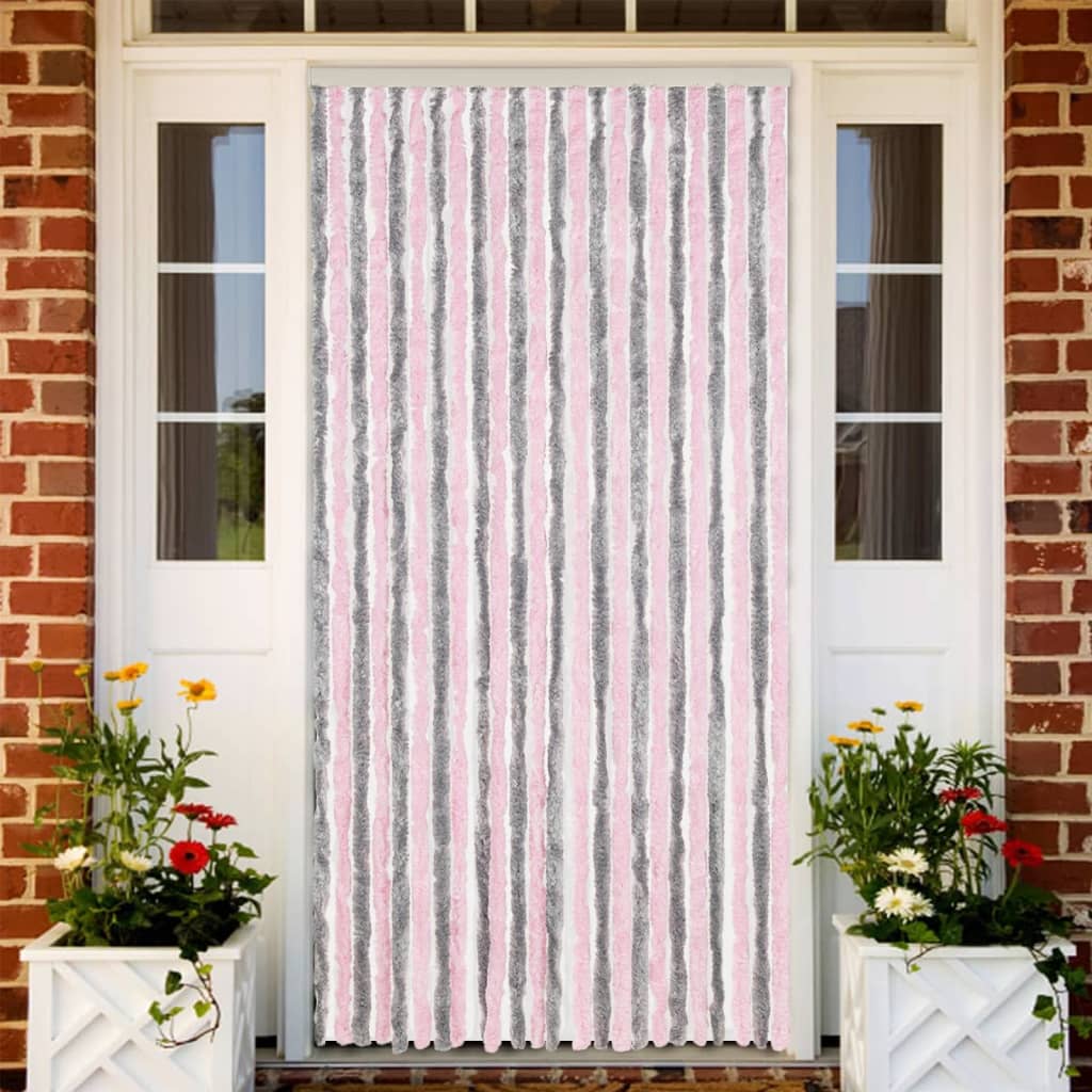 Tenda Antimosche Grigio Argento e Rosa 100x200 cm in Ciniglia - homemem39