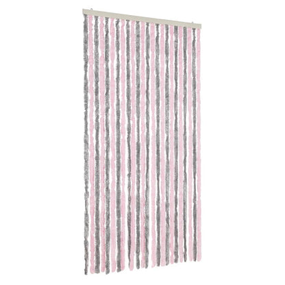 Tenda Antimosche Grigio Argento e Rosa 100x230 cm in Ciniglia