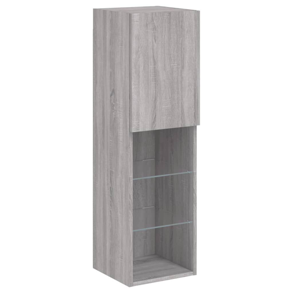 Mobili TV a Muro con LED 4pz Grigio Sonoma in Legno Multistrato - homemem39