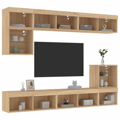 Mobili TV a Muro con LED 8pz Rovere Sonoma Legno Multistrato - homemem39