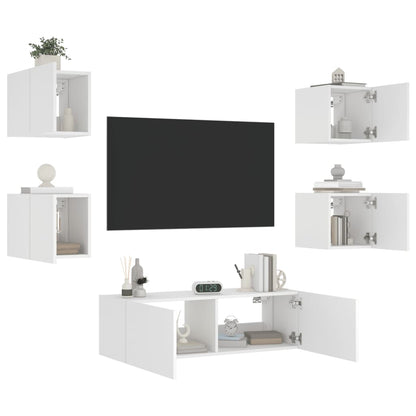 Mobili TV a Muro 5pz con Luci LED Bianchi - homemem39