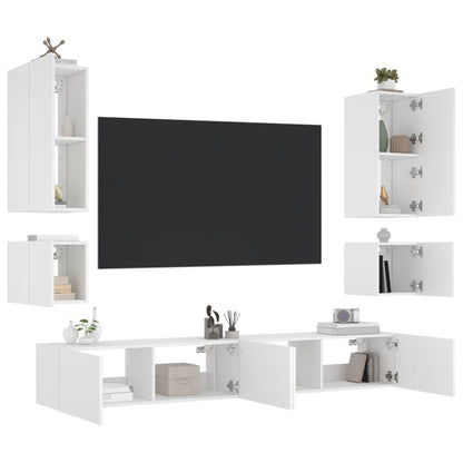 Mobili TV a Muro 6pz con Luci LED Bianchi - homemem39