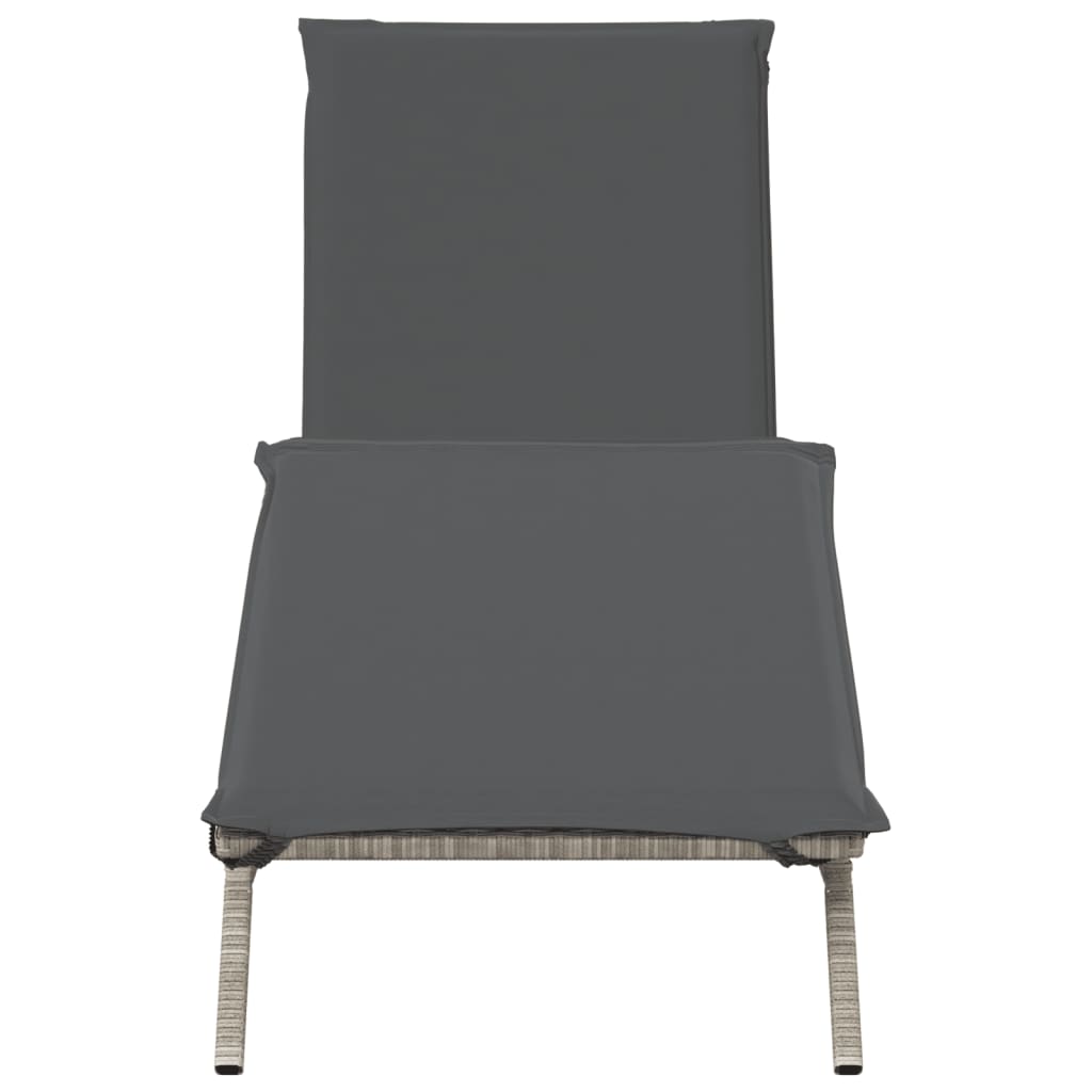 Lettino Prendisole con Cuscino Grigio Chiaro in Polyrattan - homemem39