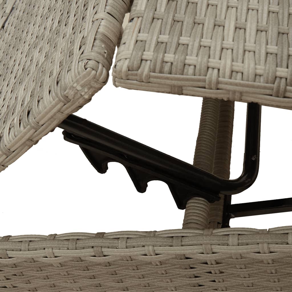 Lettino Prendisole con Cuscino Grigio Chiaro in Polyrattan - homemem39