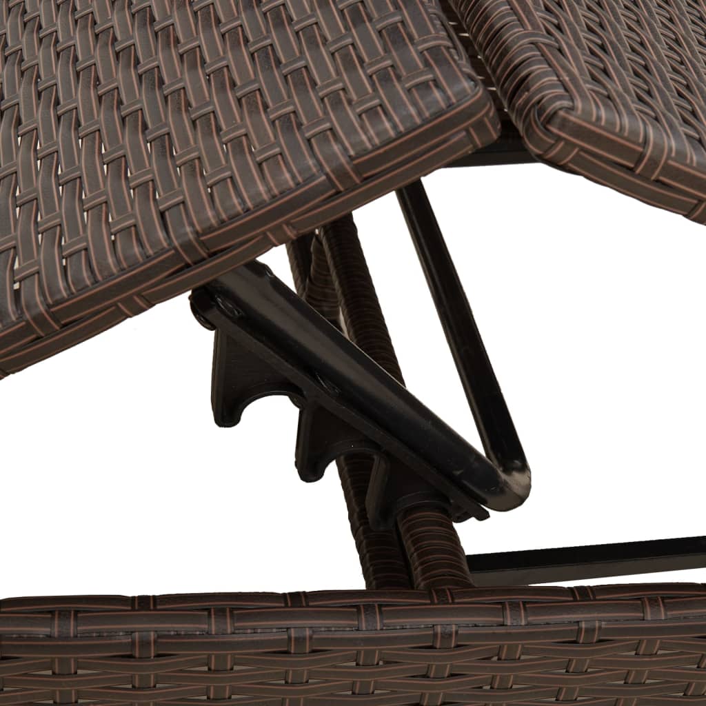 Lettini Prendisole 2 pz con Tavolino Marrone in Polyrattan - homemem39