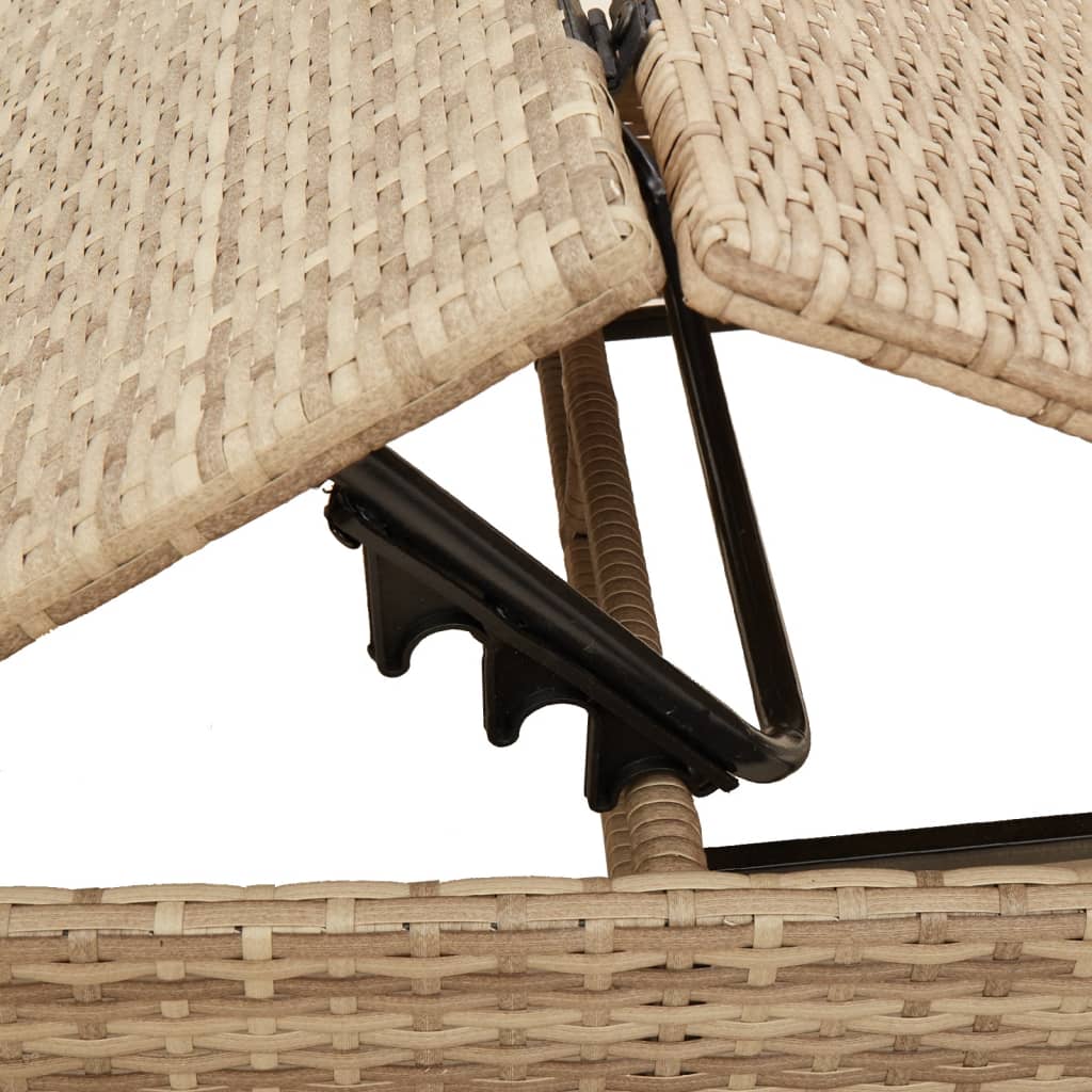 Lettini Prendisole 2 pz con Tavolino Beige in Polyrattan - homemem39