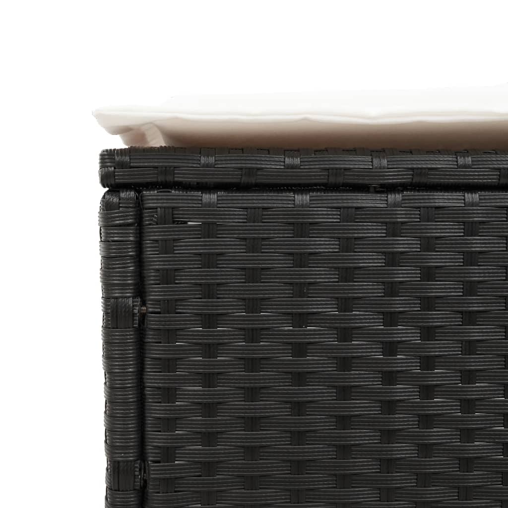 Lettino Prendisole con Cuscino Nero in Polyrattan - homemem39