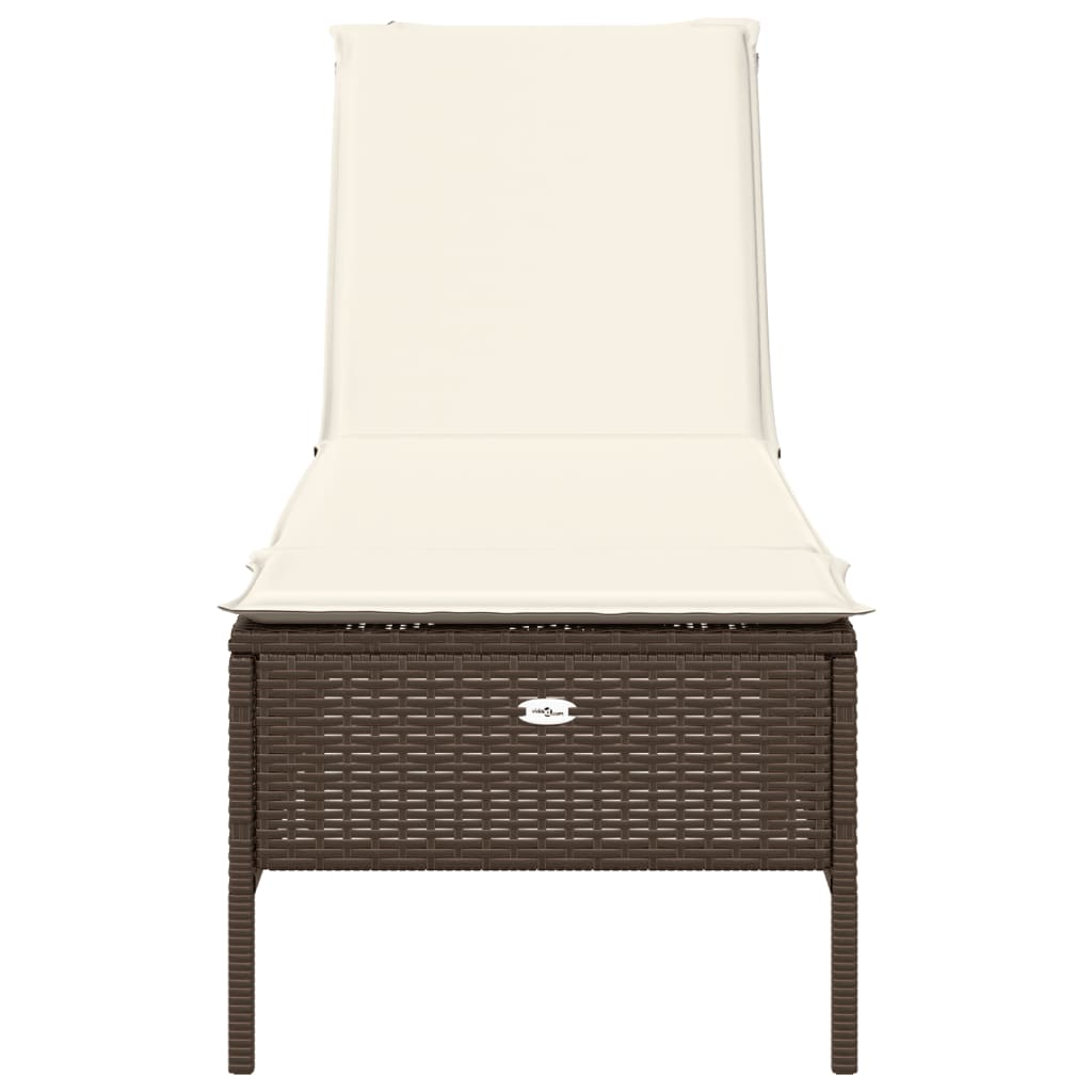 Lettino Prendisole con Cuscino Marrone in Polyrattan - homemem39